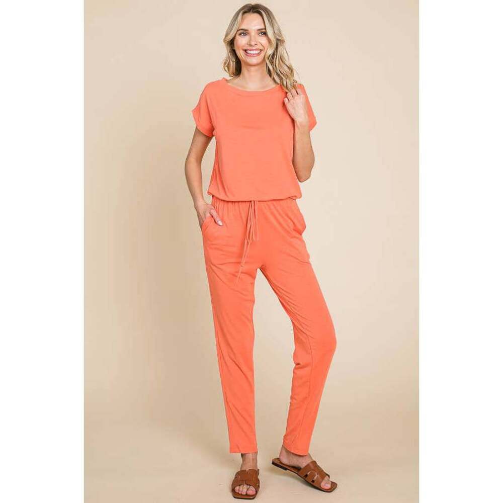 Boat Neck Solid Jumpsuit